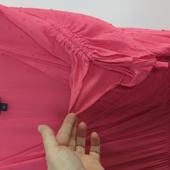 Torrid Barbiecore Faux Wrap Swiss Dot Midi Dress Honeysuckle Pink 2X - Picture 2 of 14